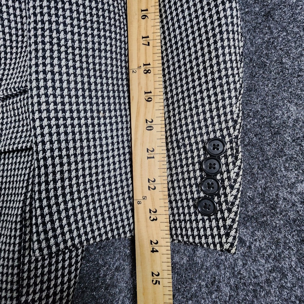 Tom James Blazer Mens 44R Black White Houndstooth 100% Wool Sport Coat 2-Button - Picture 13 of 15